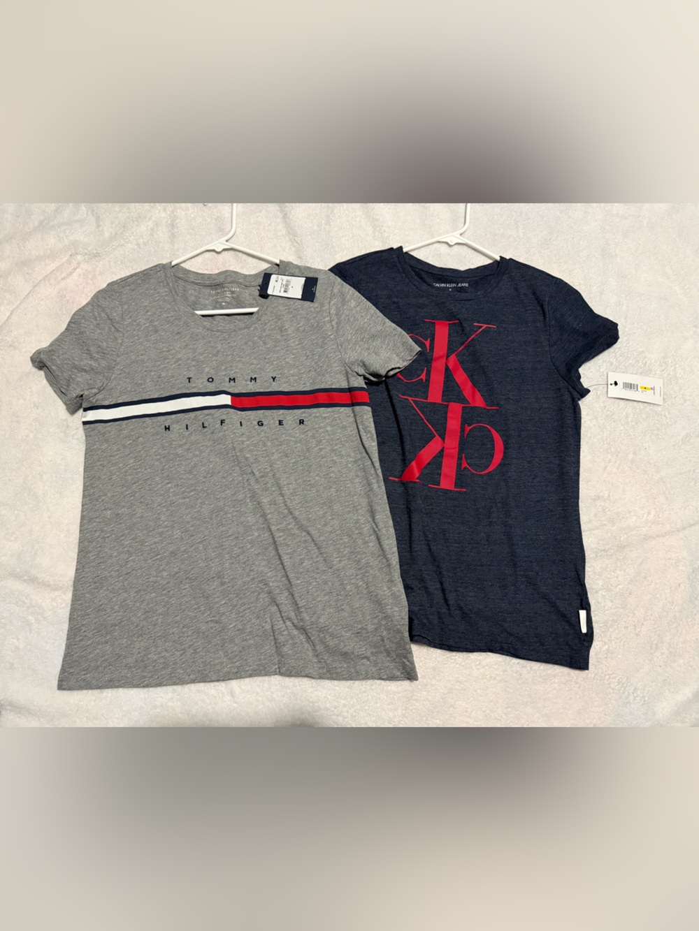 Womens Tommy Hilfiger Heather Gray Tee + Calvin Klein Navy Tee - Set of 2